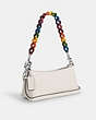 COACH®,CHARLOTTE SHOULDER BAG,Leather,Small,Silver/Chalk Multi,Angle View