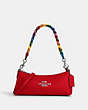 COACH®,CHARLOTTE SHOULDER BAG,Leather,Small,Silver/Bright Poppy Multi,Front View
