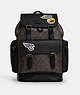 COACH®,SPRINT BACKPACK IN SIGNATURE CANVAS WITH TRAVEL PATCHES,Coated Canvas,X-Large,Gunmetal/Mahogany Multi,Front View