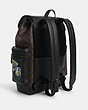 COACH®,SPRINT BACKPACK IN SIGNATURE CANVAS WITH TRAVEL PATCHES,Coated Canvas,X-Large,Gunmetal/Mahogany Multi,Angle View