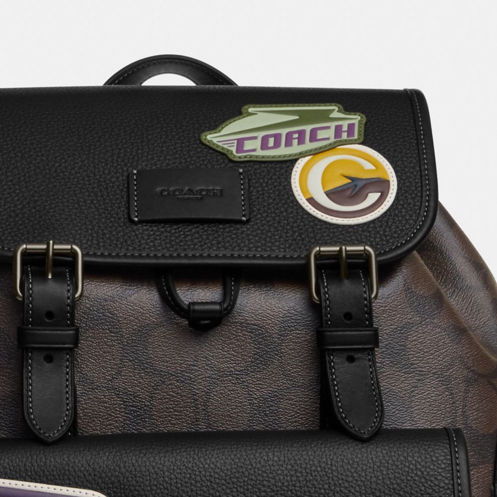 COACH®,Sprint Backpack In Signature Canvas With Travel Patches,