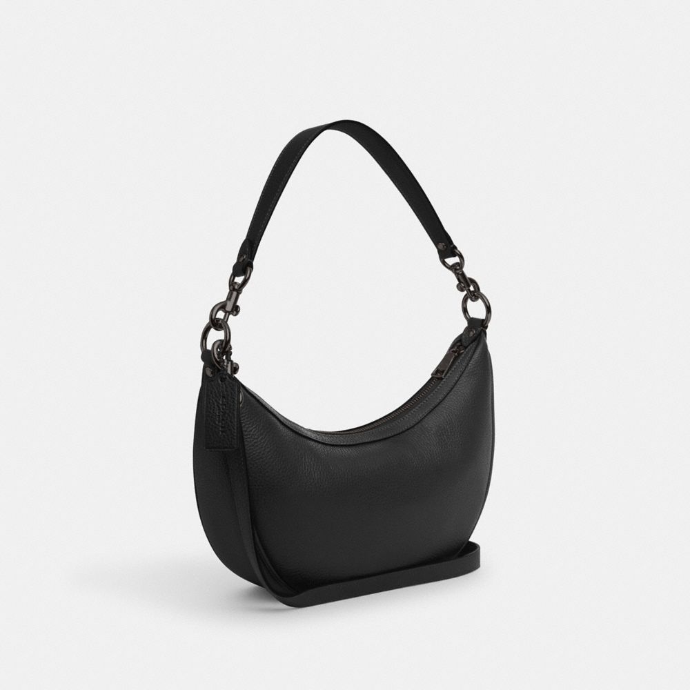 COACH®,ARIA SHOULDER BAG,Pebbled Leather,Medium,Black Copper/Black,Angle View