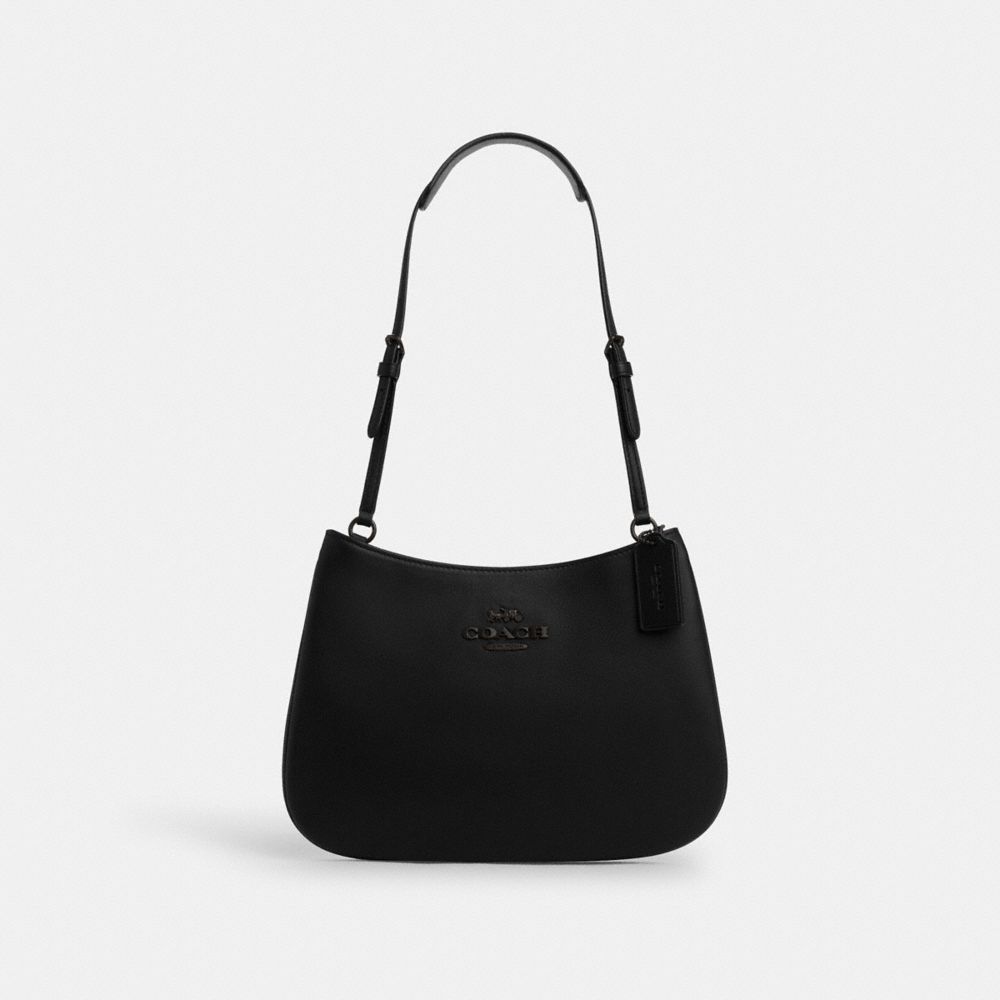 COACH®,PENELOPE SHOULDER BAG,Smooth Leather,Mini,Black Copper/Black,Front View