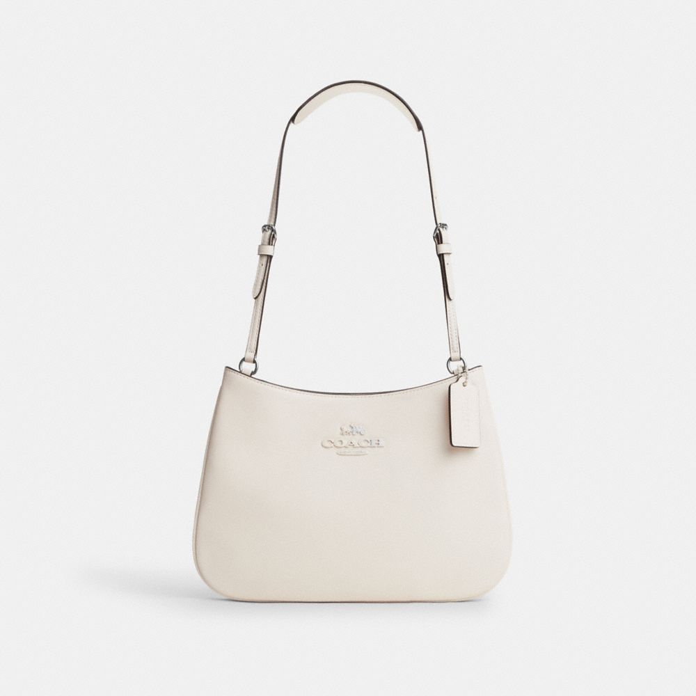 COACH®,SAC ÉPAULE PENELOPE,Cuir lisse,Argent / Craie,Front View