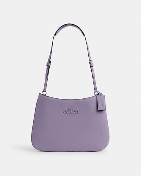 COACH®,PENELOPE SHOULDER BAG,pvc,Mini,Silver/Light Violet,Front View