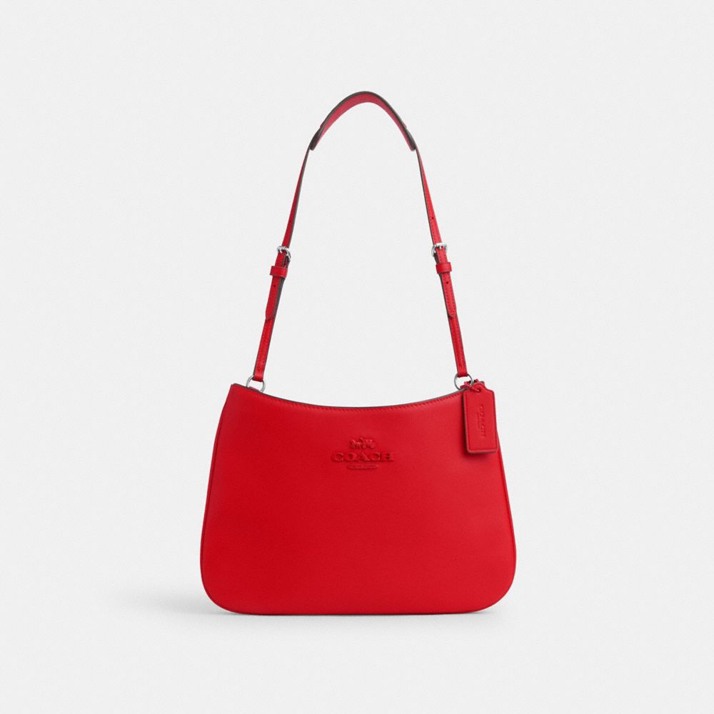 COACH®,PENELOPE SHOULDER BAG,pvc,Mini,Silver/Bright Poppy,Front View