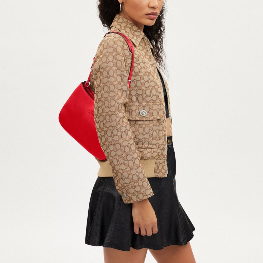 COACH®,Penelope Shoulder Bag,Leather,Shoulder Bag,Belt,Color Metal,Casual,Red,Detail View