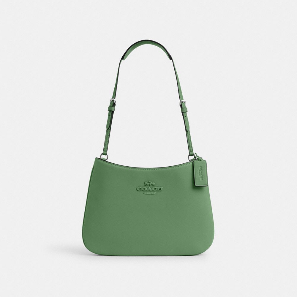 COACH®,PENELOPE SHOULDER BAG,Smooth Leather,Mini,Silver/Soft Green,Front View