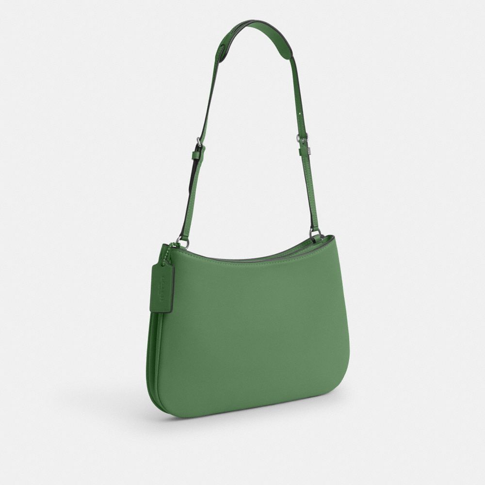 COACH®,PENELOPE SHOULDER BAG,Smooth Leather,Mini,Silver/Soft Green,Angle View