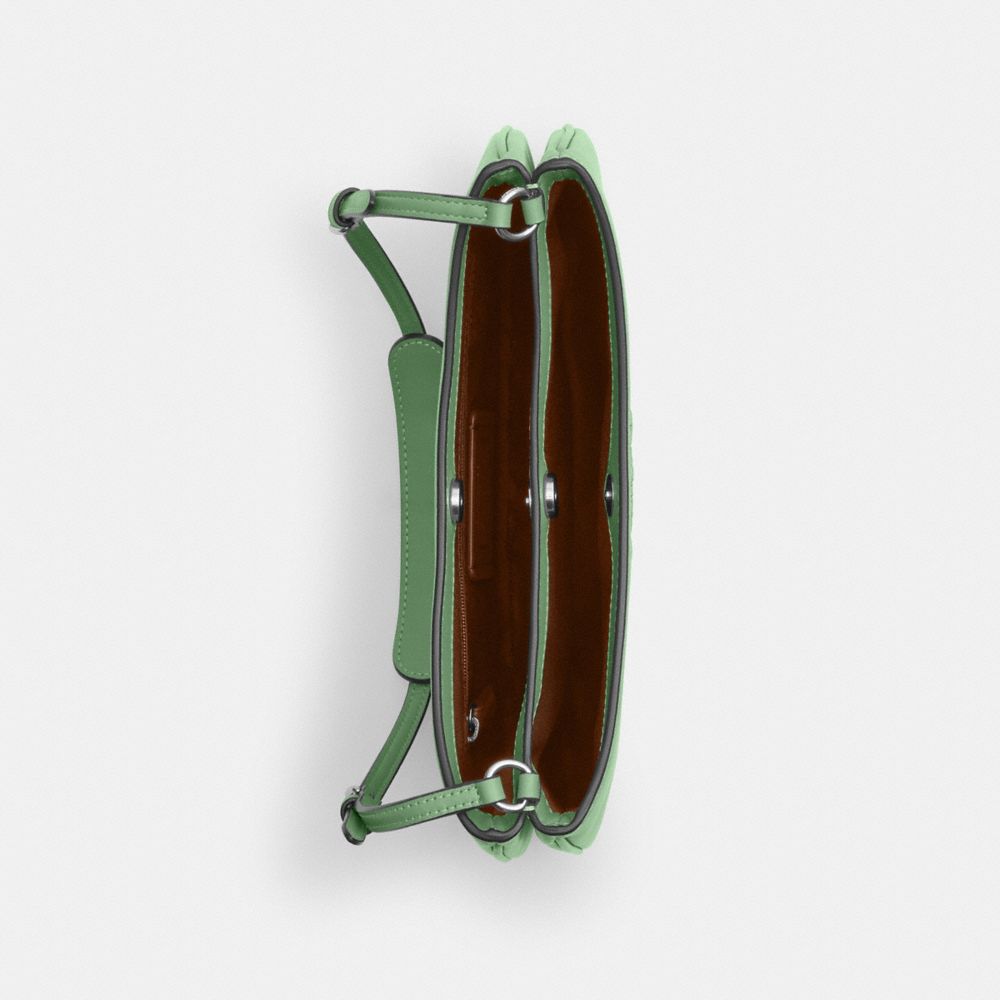 COACH®,Penelope Shoulder Bag,Leather,Shoulder Bag,Belt,Color Metal,Casual,Green,Inside View,Top View