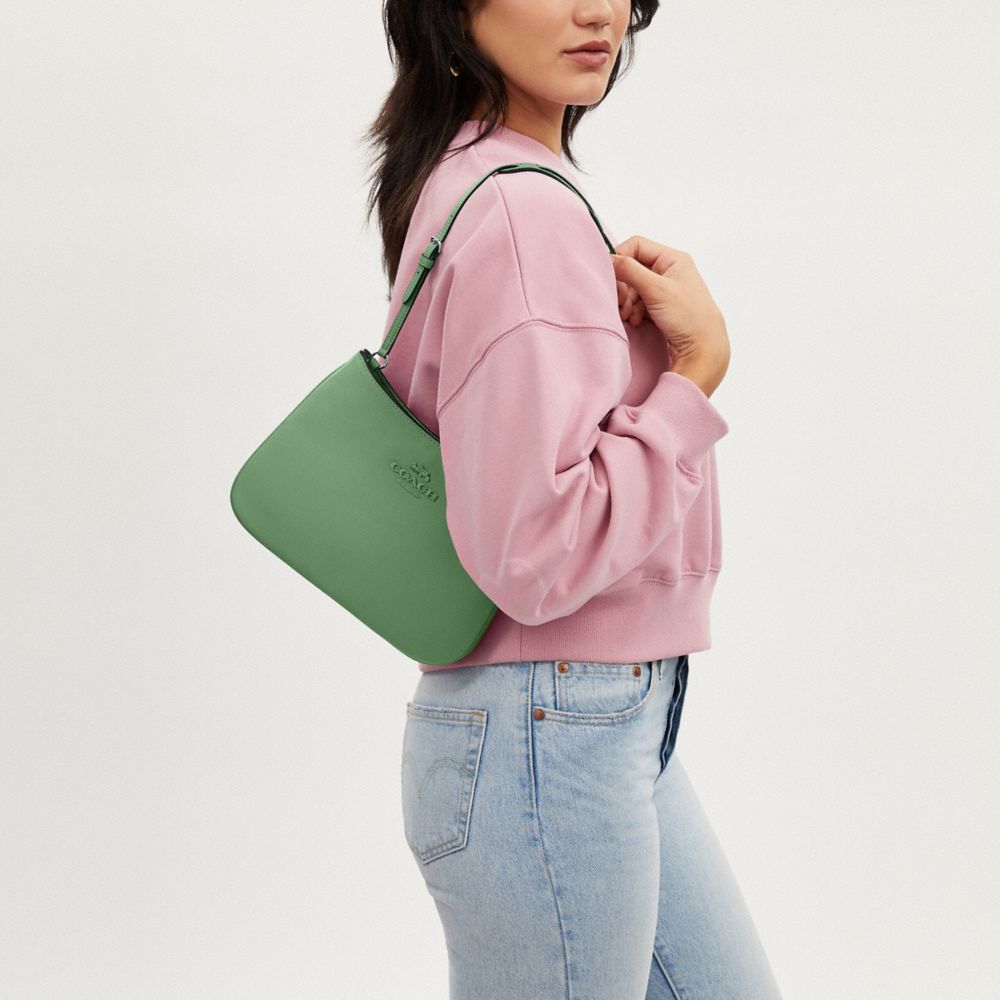 COACH®,Penelope Shoulder Bag,Leather,Shoulder Bag,Belt,Color Metal,Casual,Green,Detail View