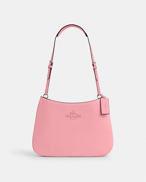 COACH®,PENELOPE SHOULDER BAG,pvc,Mini,Silver/Flower Pink,Front View