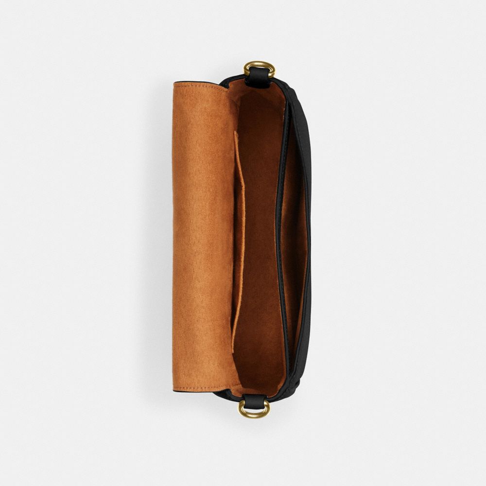 COACH®,Amelia Saddle Bag,Leather,Saddle Bag,Logo,Casual,Black,Inside View,Top View