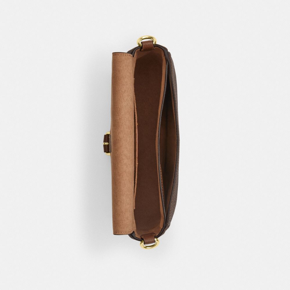 COACH®,Amelia Saddle Bag,Leather,Saddle Bag,Logo,Casual,Brown,Inside View,Top View