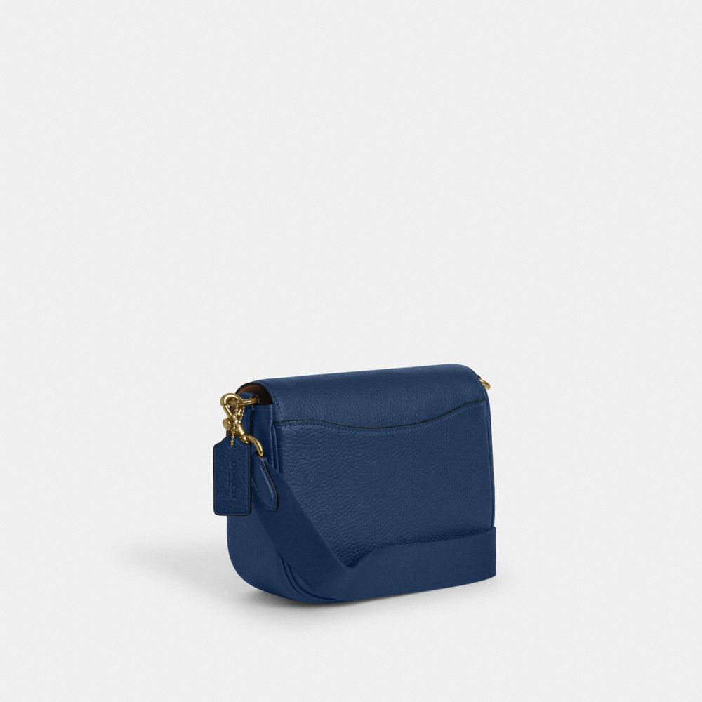 COACH®,Amelia Saddle Bag,Leather,Saddle Bag,Logo,Casual,Navy,Angle View