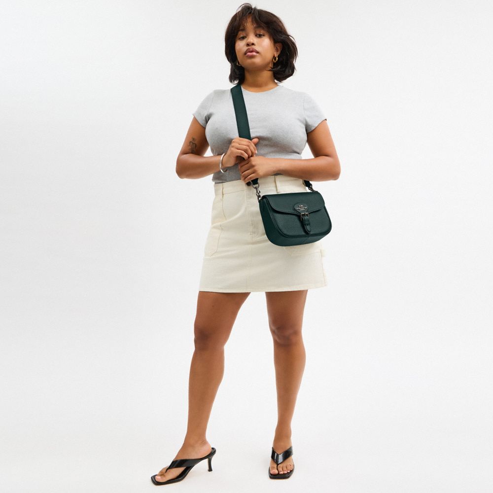 COACH®,Amelia Saddle Bag,Leather,Saddle Bag,Logo,Casual,