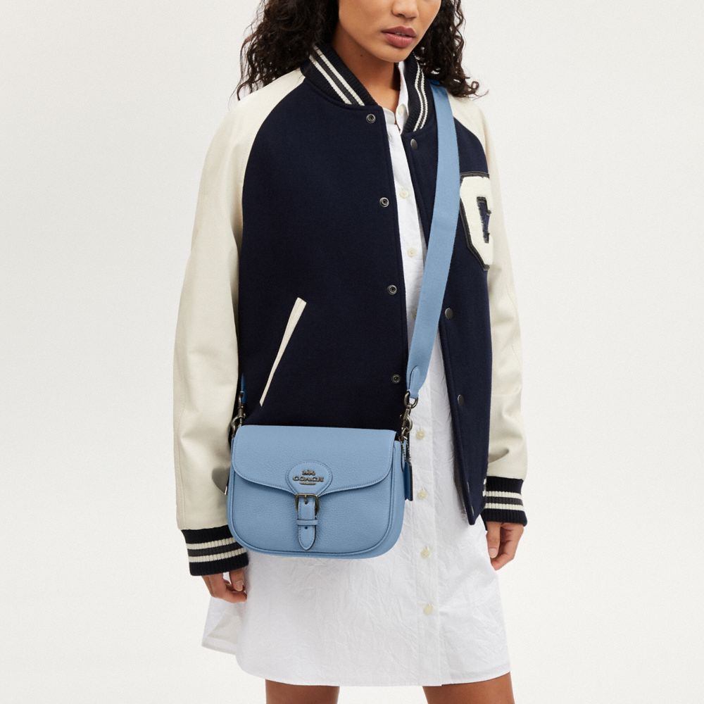 COACH®,Amelia Saddle Bag,Leather,Saddle Bag,Logo,Casual,Blue,Detail View