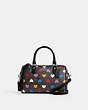 COACH®,ROWAN SATCHEL IN SIGNATURE CANVAS WITH HEART PRINT,Medium,Silver/Brown Black Multi,Front View