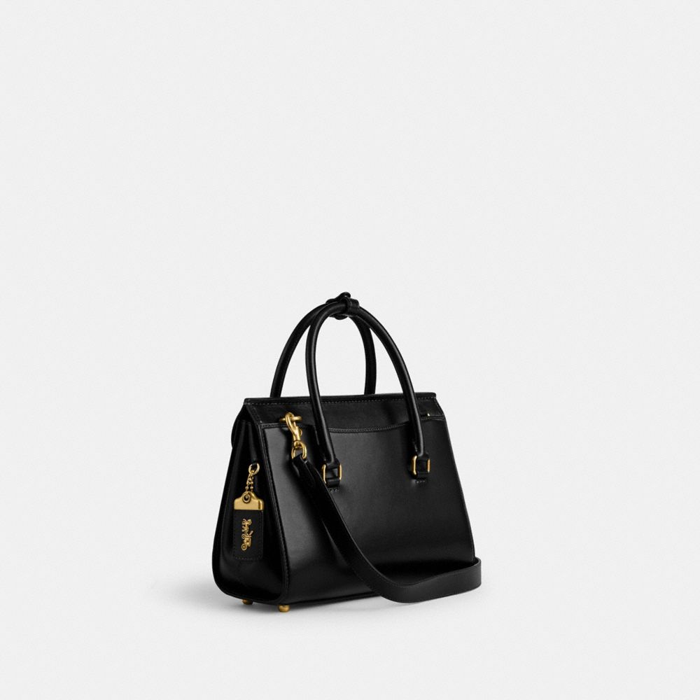COACH®,Broome Carryall Bag,Calfskin Leather,Satchel,Metal,Logo,Day Party,Work,Black,Angle View