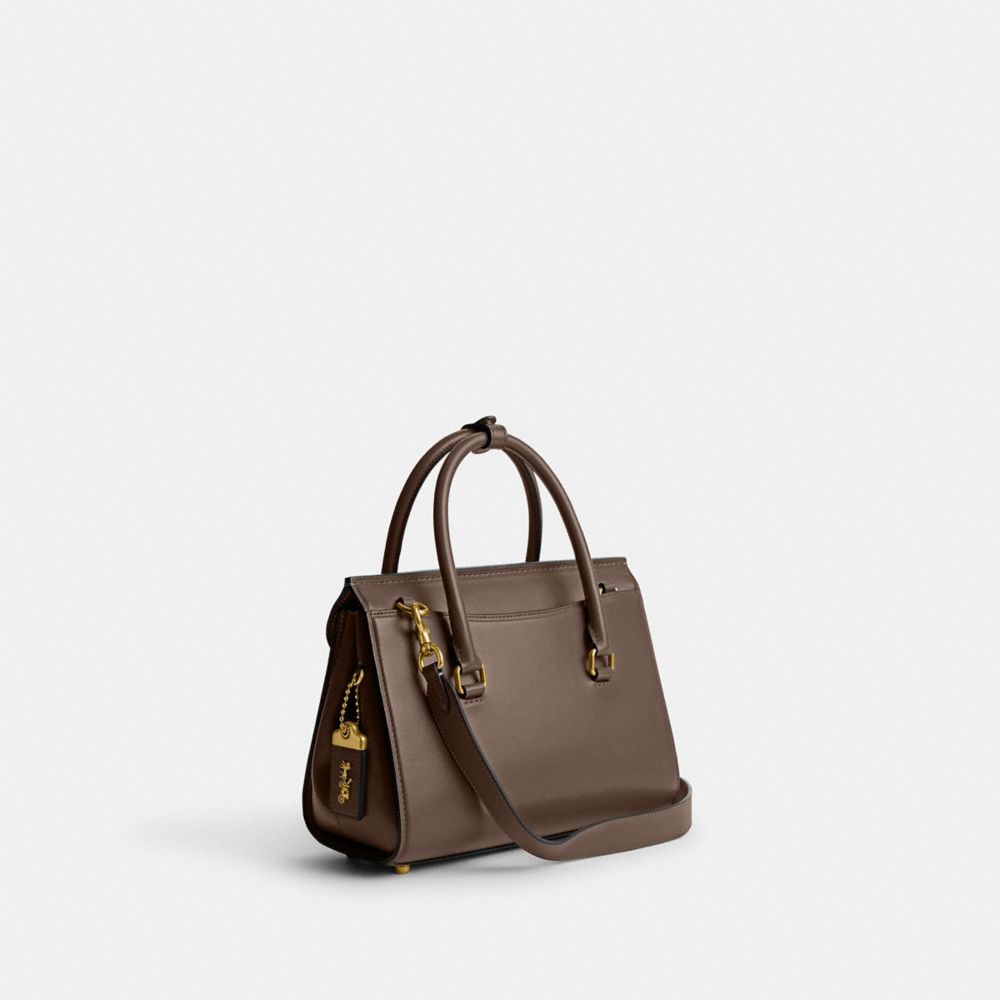 COACH®,Broome Carryall Bag,Calfskin Leather,Satchel,Metal,Logo,Day Party,Work,Brown,Angle View