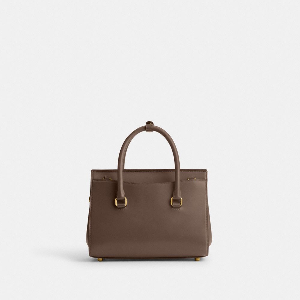 COACH®,Broome Carryall Bag,Calfskin Leather,Satchel,Metal,Logo,Day Party,Work,Brown,Back View