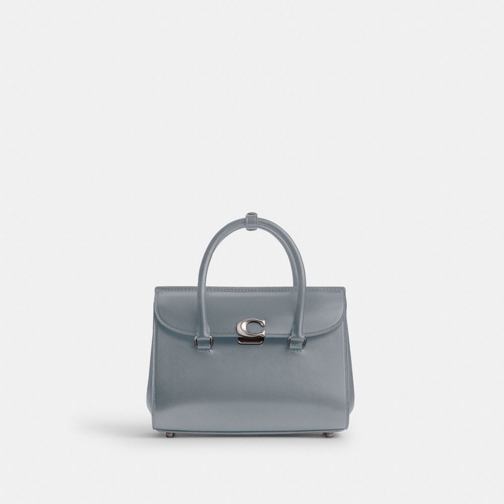 COACH®,FOURRE-TOUT BROOME,Cuir de veau,Argent/Gris bleu,Front View