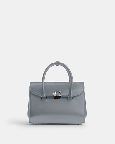 COACH®,BROOME CARRYALL BAG,Calf Leather,Medium,Silver/Grey Blue,Front View