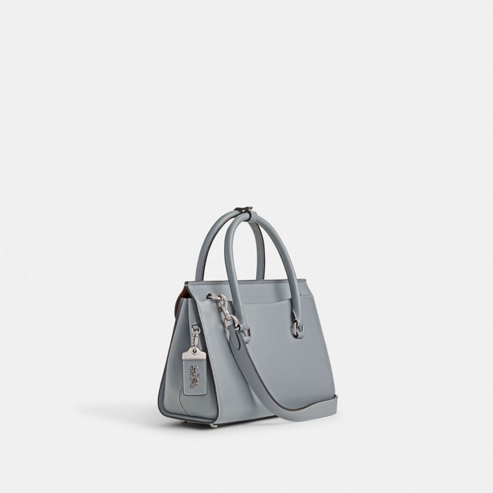 COACH®,BROOME CARRYALL BAG,Luxe Refined Calf Leather,Medium,Silver/Grey Blue,Angle View