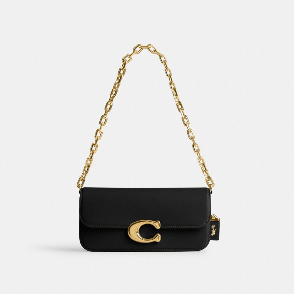COACH®,IDOL BAG 23,Luxe Refined Calf Leather,Small,Brass/Black,Front View