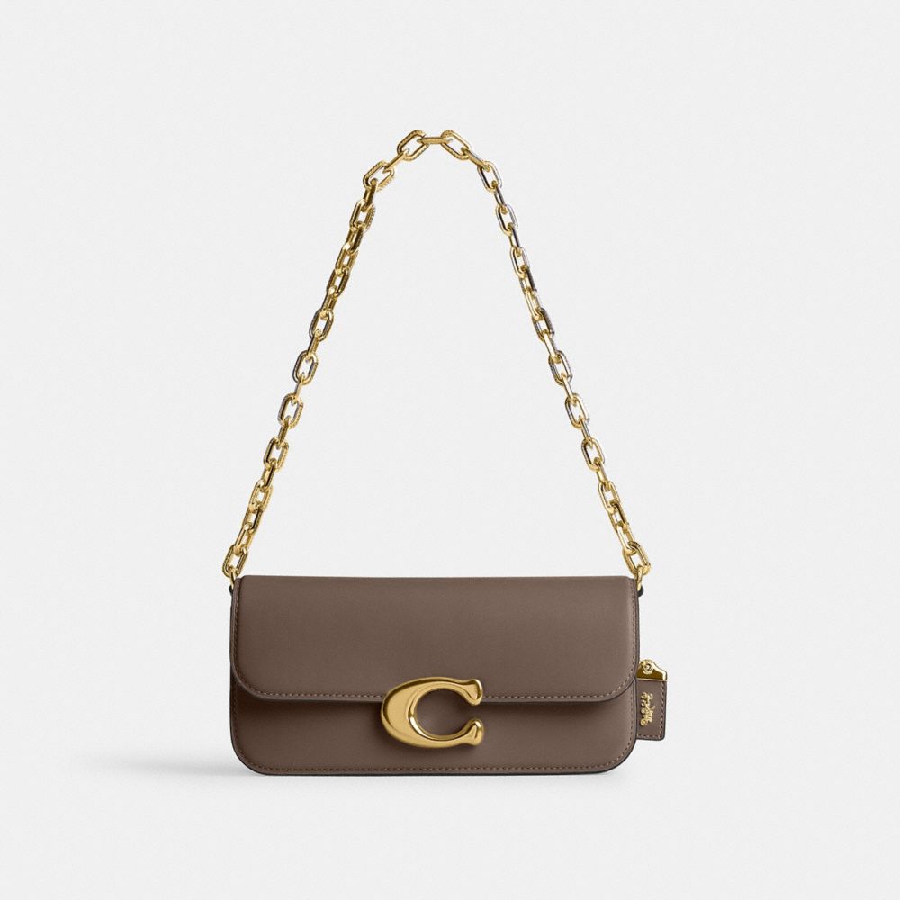 COACH®,IDOL BAG 23,Luxe Refined Calf Leather,Small,Brass/Dark Stone,Front View image number 0