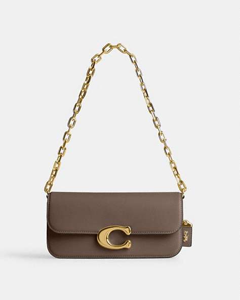 COACH®,IDOL BAG 23,Luxe Refined Calf Leather,Small,Brass/Dark Stone,Front View