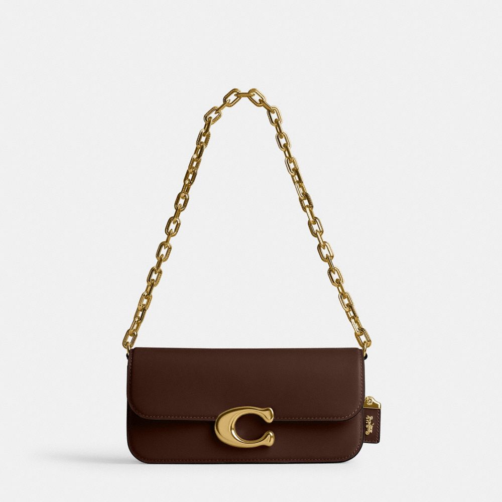 COACH®,Idol Bag 23,Leather,Shoulder Bag,Logo,Metal,Gold Metal,Day Party,,Front View