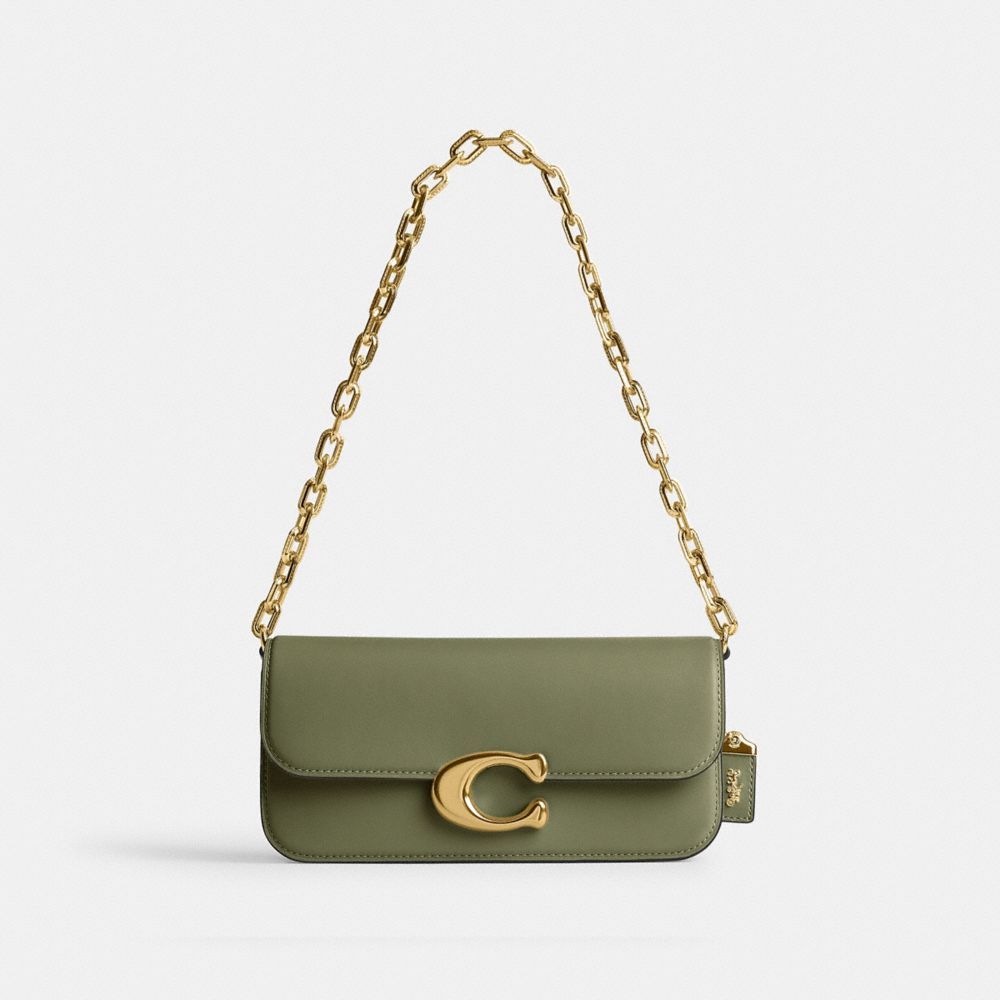 COACH®,IDOL BAG 23,Luxe Refined Calf Leather,Small,Brass/Moss,Front View image number 0