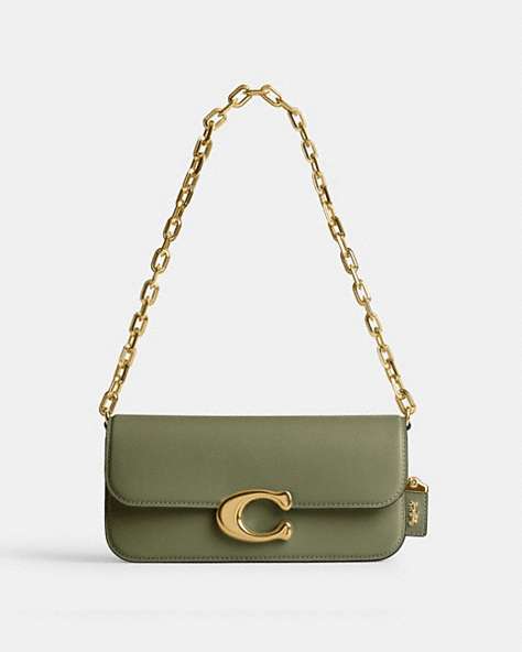 COACH®,IDOL BAG 23,Calf Leather,Small,Brass/Moss,Front View