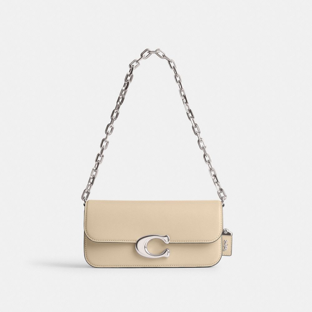 COACH®,IDOL BAG 23,Luxe Refined Calf Leather,Small,Silver/Ivory,Front View