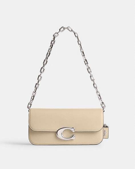 COACH®,IDOL BAG 23,Calf Leather,Small,Silver/Ivory,Front View