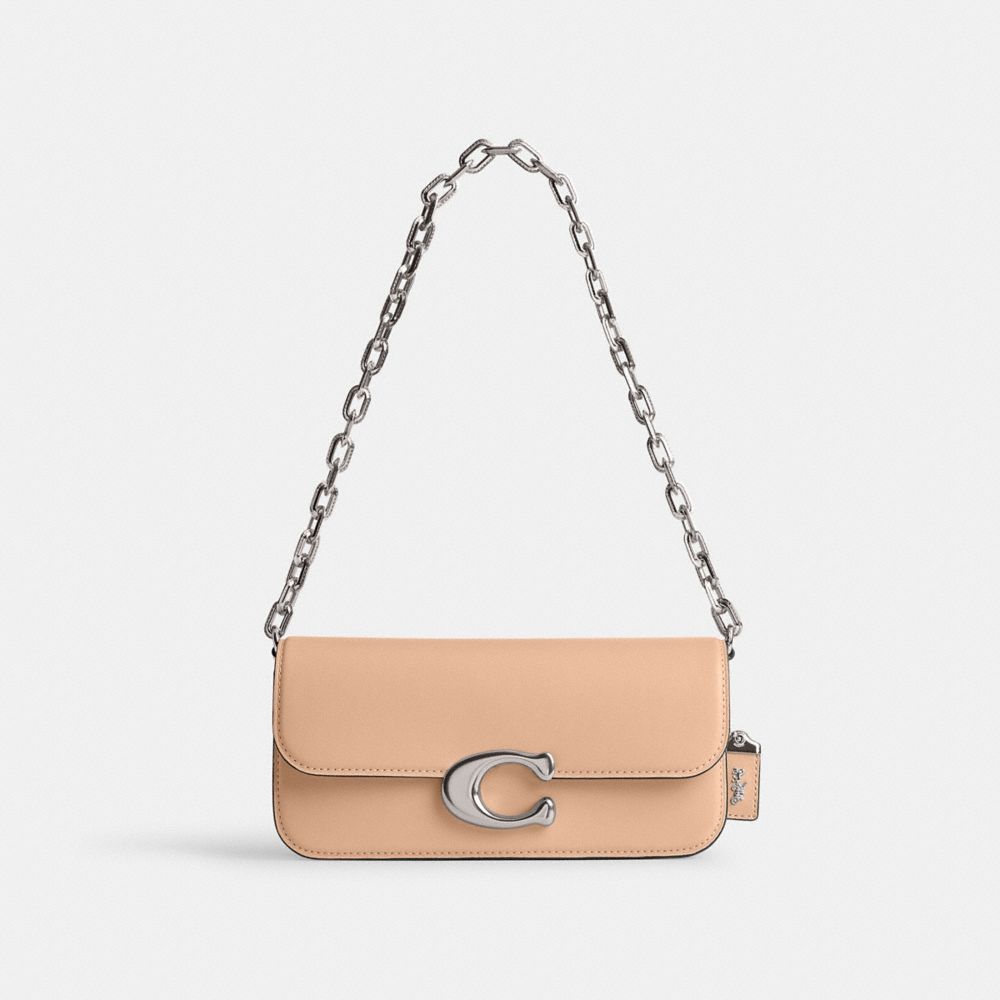 COACH®,IDOL BAG 23,Luxe Refined Calf Leather,Small,Silver/Buff,Front View image number 0