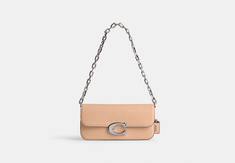 COACH®,IDOL BAG 23,Calf Leather,Small,Silver/Buff,Front View image number 0