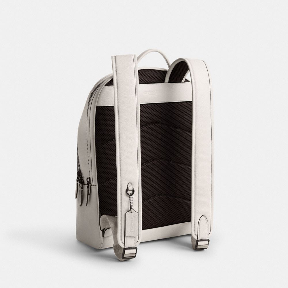 COACH®,CHARTER BACKPACK WITH COACH GRAPHIC,Polished Pebble Leather,X-Large,Chalk Multi,Angle View