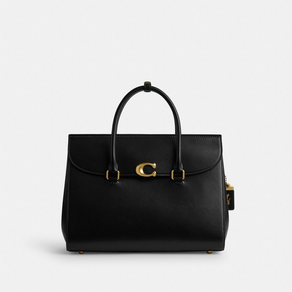 COACH®,FOURRE-TOUT BROOME 36,Cuir de veau,Laiton/Noir,Front View