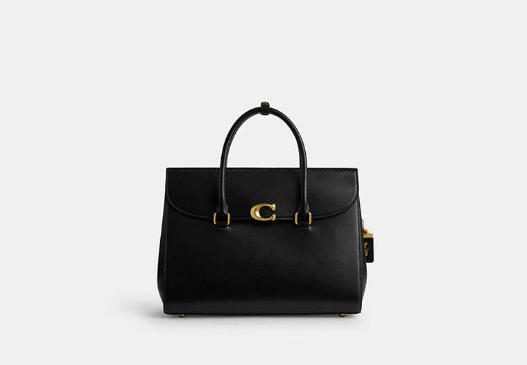 COACH®,BROOME CARRYALL BAG 36,Calf Leather,Large,Brass/Black,Front View