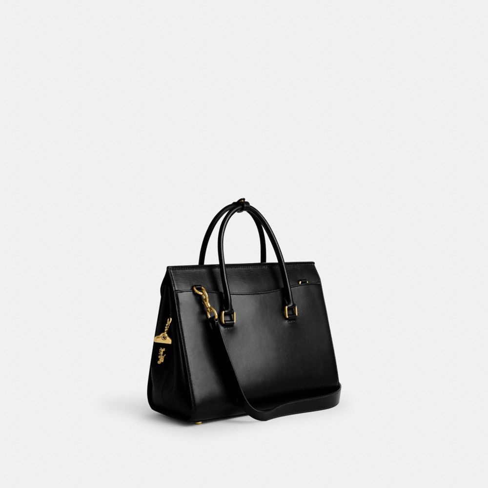 COACH®,BROOME CARRYALL BAG 36,Luxe Refined Calf Leather,Large,Brass/Black,Angle View