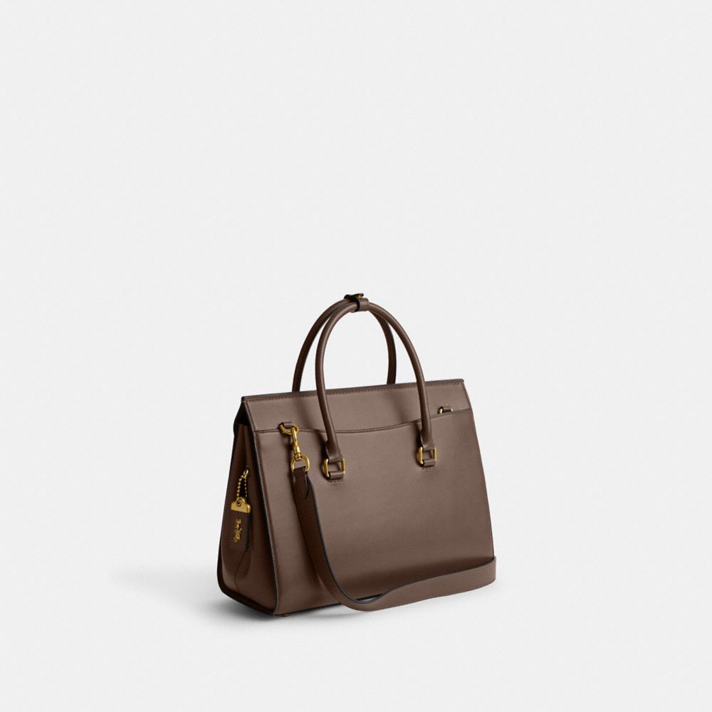 COACH®,BROOME CARRYALL BAG 36,Luxe Refined Calf Leather,Large,Brass/Dark Stone,Angle View