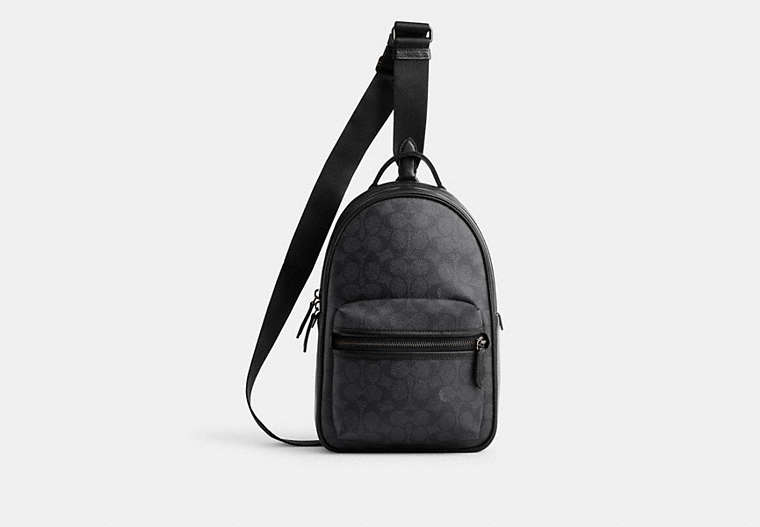 COACH®,CHARTER PACK IN SIGNATURE CANVAS,Signature Coated Canvas,Medium,Charcoal,Front View