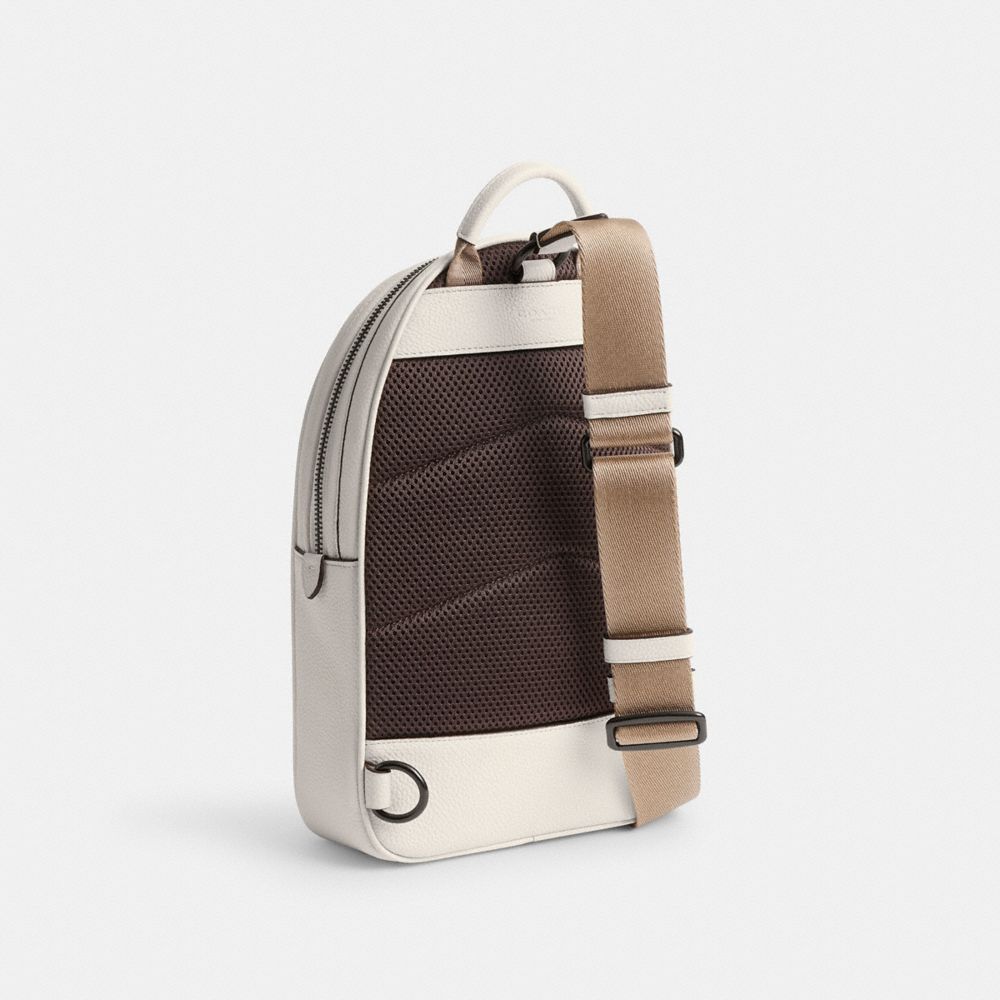COACH®,CHARTER PACK WITH COACH GRAPHIC,Polished Pebble Leather,Medium,Chalk Multi,Angle View