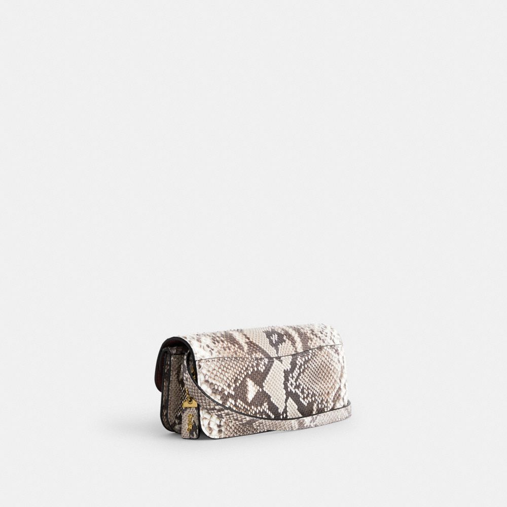 COACH®,IDOL BAG 23 IN PYTHON,Snakeskin Leather,Small,Brass/Chalk,Angle View