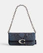 COACH®,IDOL BAG 23 IN PYTHON,Snakeskin Leather,Small,Silver/Denim,Front View