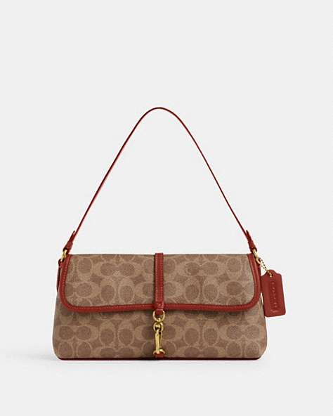 COACH®,HAMPTONS BAG IN SIGNATURE CANVAS,Coated Canvas,Mini,Brass/Tan/Rust,Front View