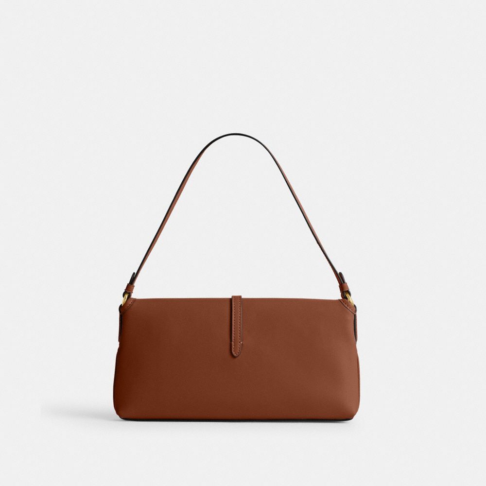 COACH®,Hamptons Bag,Leather,Shoulder Bag,Logo,Embossed,Casual,Brown,Back View