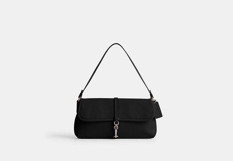 COACH®,HAMPTONS BAG,Glovetanned Leather,Mini,Silver/Black,Front View